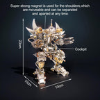 Metal mecha with magnetic separable shoulders and a pilot cockpit, a desk sized robot model for adult builders, Without  Watch base kit.
