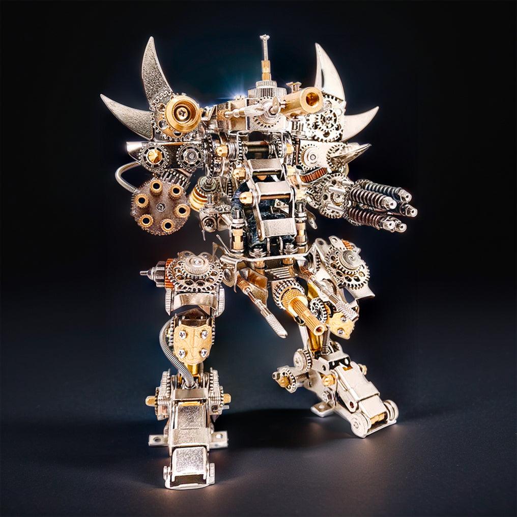 Stainless steel mecha model kit standing as a mechanical robot sculpture and industrial desk decor for collectors, Without  Watch base kit.