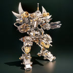 Horned bull mecha metal model with gears and a cannon arm, a hands on 3D puzzle for teen and adult hobby builders, Without  Watch base kit.