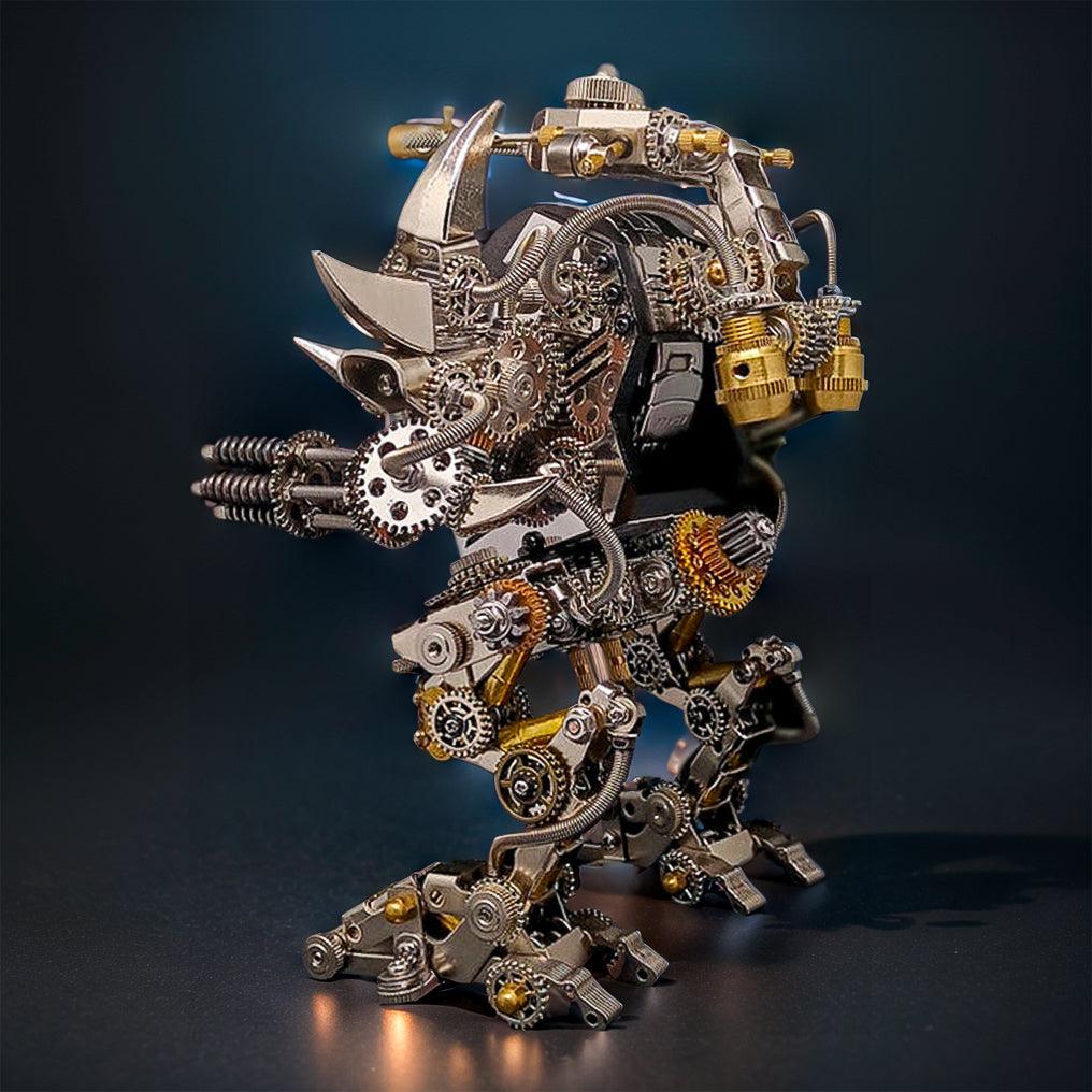 Articulated metal mecha seen from the back with detailed gears and a shoulder cannon for engineering model fans, Without  Watch base kit.