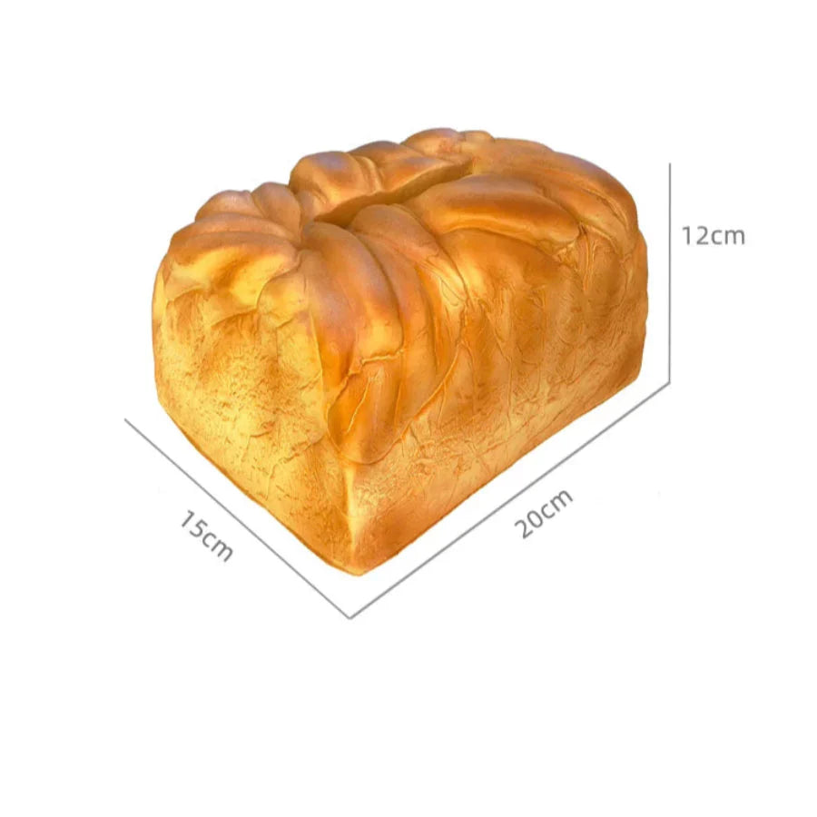 Bread shaped tissue box holder measuring 20cm long that fits standard tissue boxes for a kitchen counter or dining table