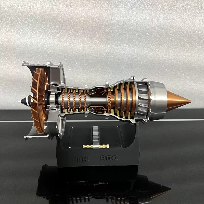TR900 turbofan jet engine model assembled as an aerospace desk display for aviation enthusiasts and pilots Finished product