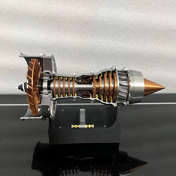 TR900 turbofan jet engine model assembled as an aerospace desk display for aviation enthusiasts and pilots Finished product