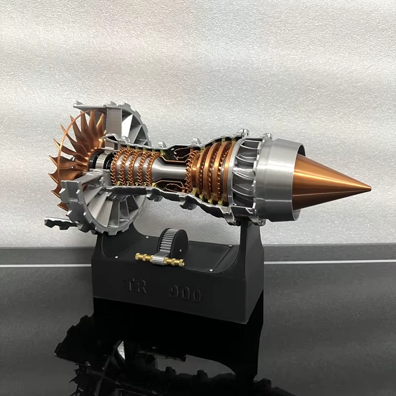 3D printed turbofan engine model showing fan blades and multi-stage compressor detail for aircraft collectors Finished product