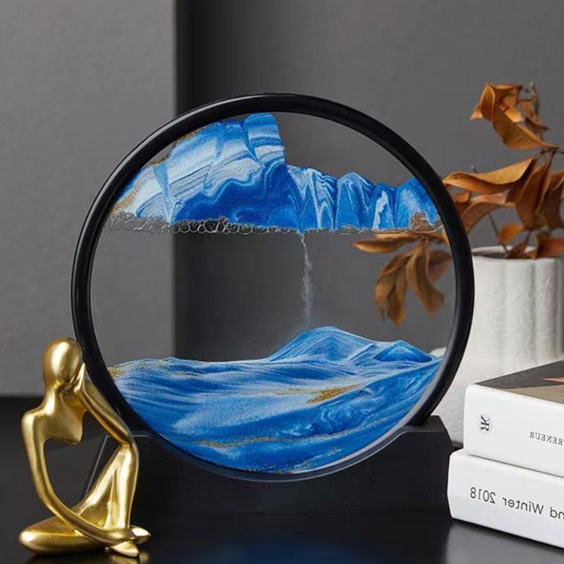 Rotating sand art sculpture in desk friendly and larger display sizes, calming moving sand decor for a home or office room 93898903430653