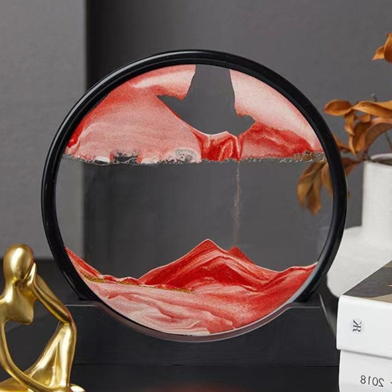 Large moving sand art sculpture as a statement desk and shelf piece, a mindful landscape gift that reshapes with each turn 93898903696189