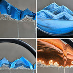 Moving sand picture sealed in clear glass, a stress relief desk sculpture with slow flowing quicksand for a home office 93898901806365 93898902834045