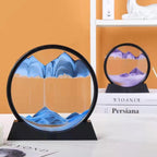 Kinetic sand art frame that drifts into layered dunes and mountains, a mindfulness focus aid and quiet desk companion piece 93898902966813 93898903099581