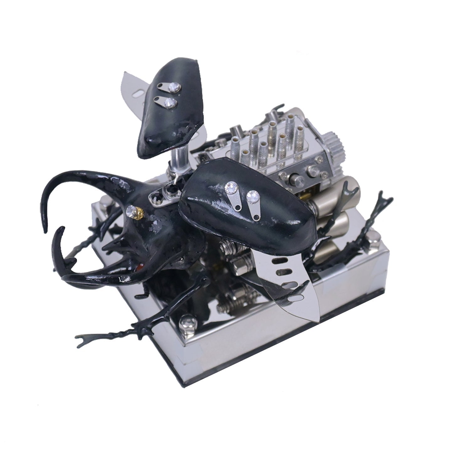 V8 engine metal model kit shaped as a mechanical beetle with zinc alloy parts for adult desk display