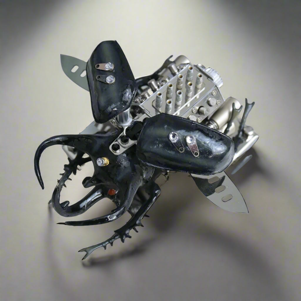 Automotive engineering model that fuses a V8 engine layout with an insect design for metal puzzle fans