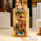 110 piece snap-together Venice book nook with gondolas and canals, a no glue miniature build for bookshelves