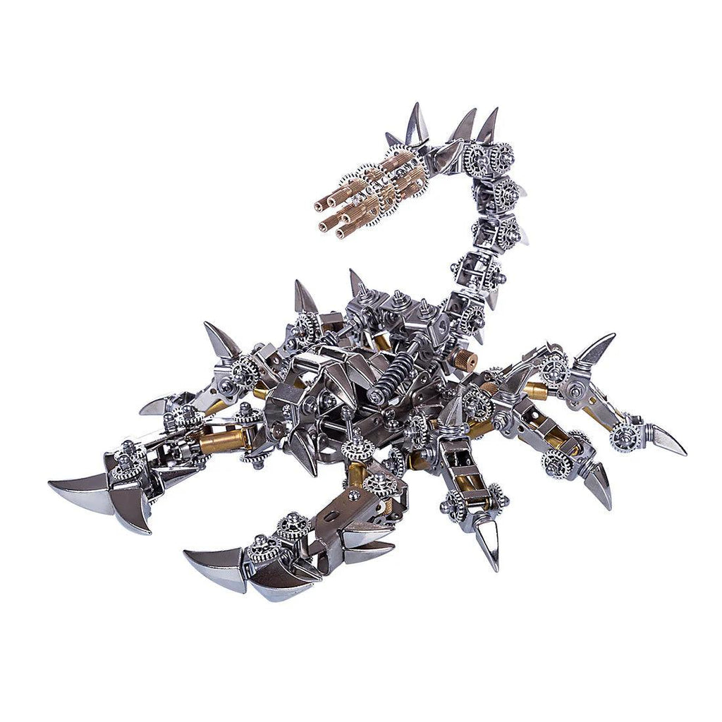 War scorpion 3D metal puzzle model kit with articulated stainless steel body and poseable jointed tail for desk display