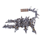 Assembled stainless steel scorpion model with iron and copper detailing and movable joints for a mechanical desk display