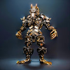 Detailed metal wolfman monster figure assembled from 2000+ precision-cut stainless steel, alloy, and copper parts