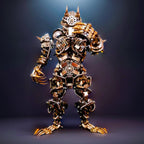 Finished metal wolfman statue as desk decor and shelf centerpiece for a gaming room or fantasy creature display