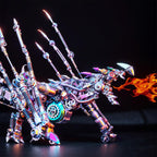 LED illuminated 3D metal dragon puzzle kit assembling 1390 stainless steel pieces into a glowing Western dragon display