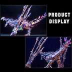 Illuminated Western dragon metal model kit as a cabinet and mantle centerpiece for dragon and fantasy decor fans