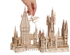 Fantasy wizard castle 3D puzzle with a cutaway back, a compact wooden display model for shelf and desk decor