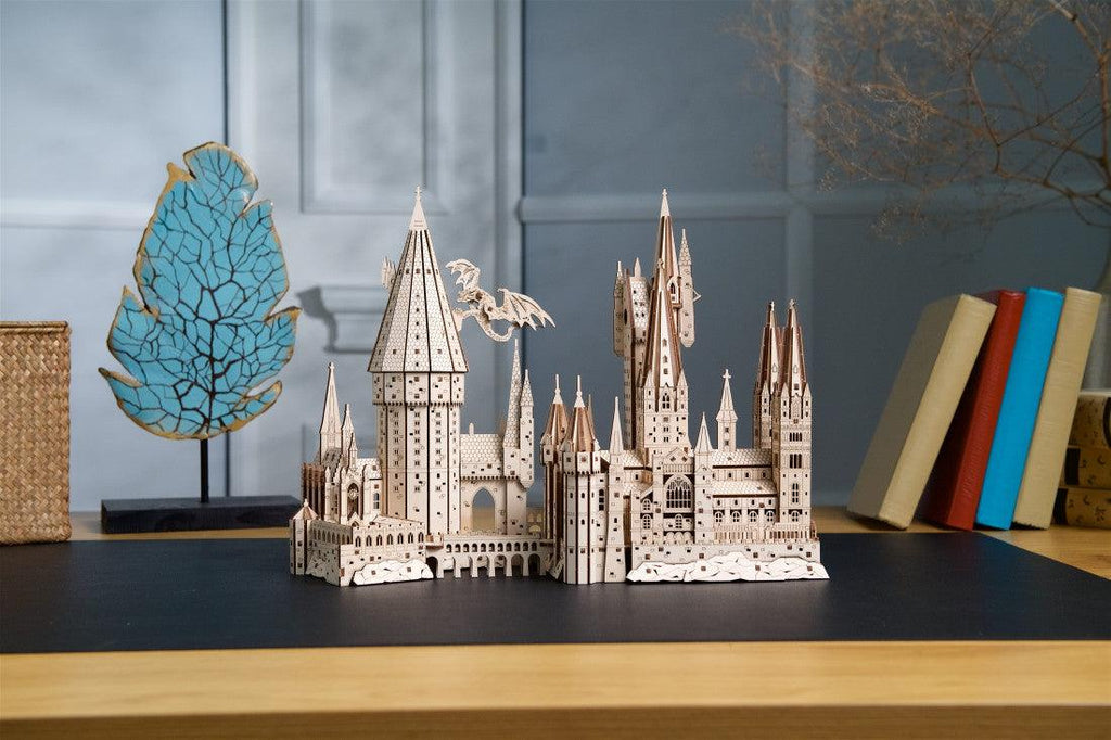 3D wooden puzzle magic castle with 340 precisely cut pieces, an adult model building kit and fantasy gift