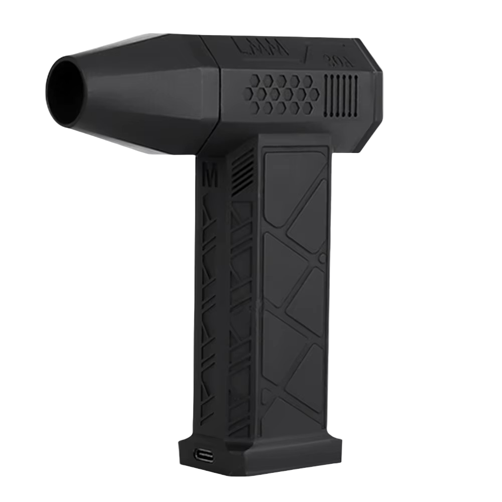 Handheld cordless blower pushing 52 m/s airflow to dry a washed car and clear debris from grilles and emblems Black