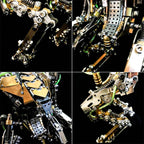 3D metal puzzle mech joined by a screw and rod system, a glue free stainless steel building kit for adult model makers