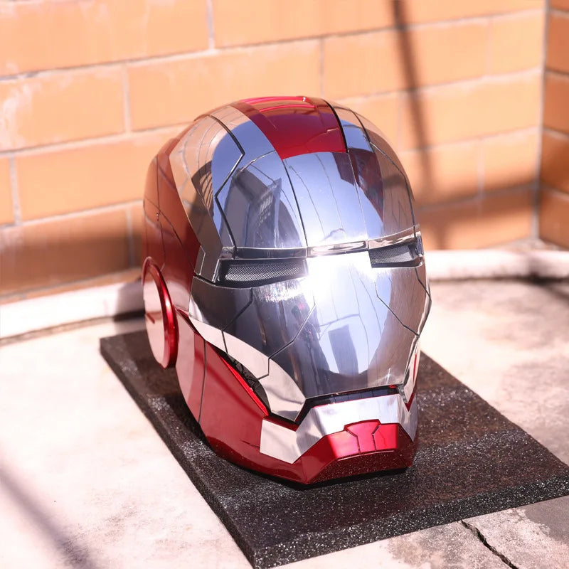 Iron Man MK5 Helmet 1:1 Wearable Voice Control JARVIS Electronic LED Eyes Cosplay Mask Silver Gold Open Close