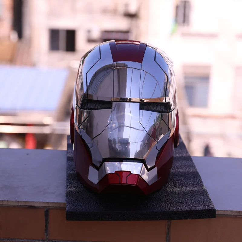 Iron Man MK5 Helmet 1:1 Wearable Voice Control JARVIS Electronic LED Eyes Cosplay Mask Silver Gold Open Close