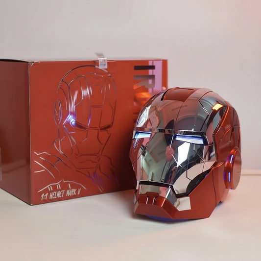 Iron Man MK5 Helmet 1:1 Wearable Voice Control JARVIS Electronic LED Eyes Cosplay Mask Silver Gold Open Close - Silver