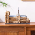 Gothic Notre-Dame Cathedral 3D wooden puzzle with detailed architectural features and premium craftsmanship