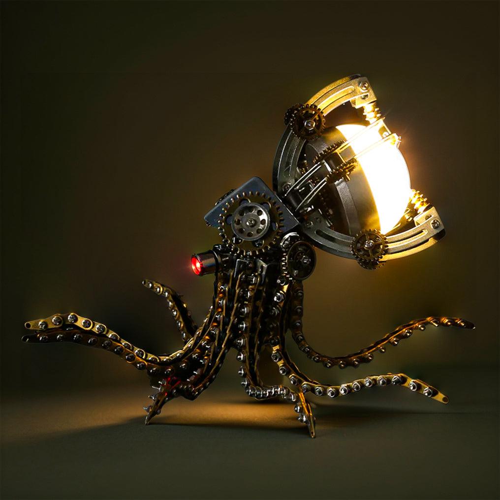 DIY Puuzzle™ | DIY 3D Metal Steampunk Galaxy Craft Puzzle Mechanical Octopus with Desk Lamp Model-1060PCS - DIY Puuzzle
