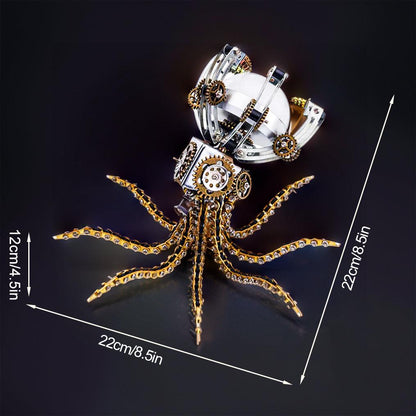 DIY Puuzzle™ | DIY 3D Metal Steampunk Galaxy Craft Puzzle Mechanical Octopus with Desk Lamp Model-1060PCS - DIY Puuzzle