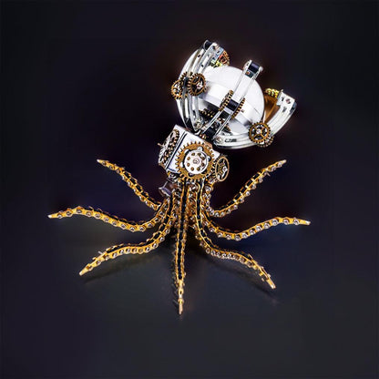 DIY Puuzzle™ | DIY 3D Metal Steampunk Galaxy Craft Puzzle Mechanical Octopus with Desk Lamp Model-1060PCS - DIY Puuzzle