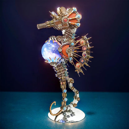DIY Puuzzle™ | DIY 3D Metal Steampunk Mechanical Seahorse Puzzle with Lamp Model-2100PCS - DIY Puuzzle