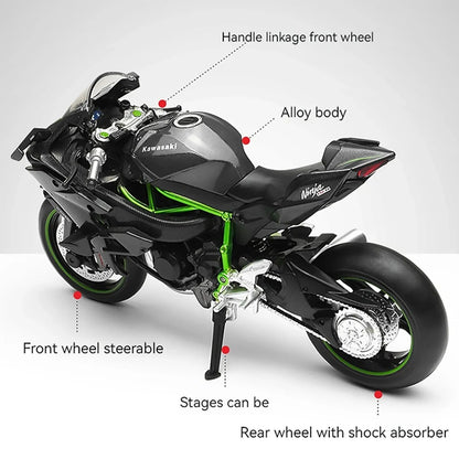 Kawasaki motorcycle with labeled parts on a white background