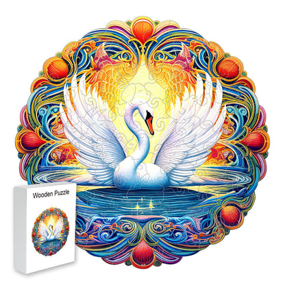 Colorful wooden jigsaw puzzle featuring artistic animal design with intricate patterns and vibrant details