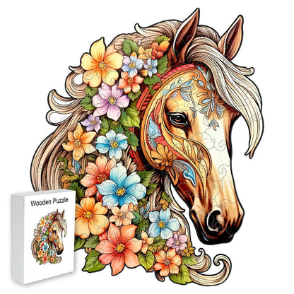 Colorful wooden jigsaw puzzle featuring artistic animal design with intricate patterns and vibrant details