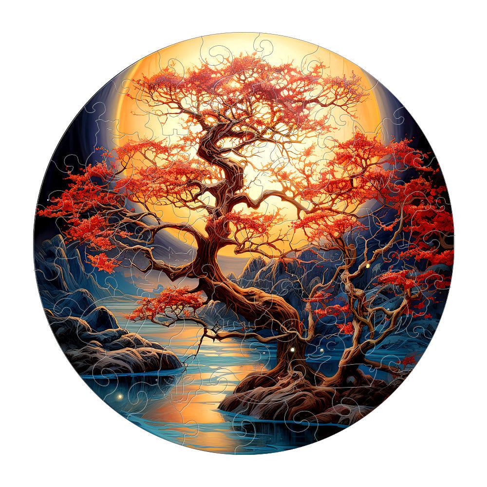 Colorful wooden jigsaw puzzle featuring artistic animal design with intricate patterns and vibrant details