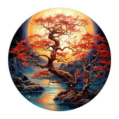 Colorful wooden jigsaw puzzle featuring artistic animal design with intricate patterns and vibrant details