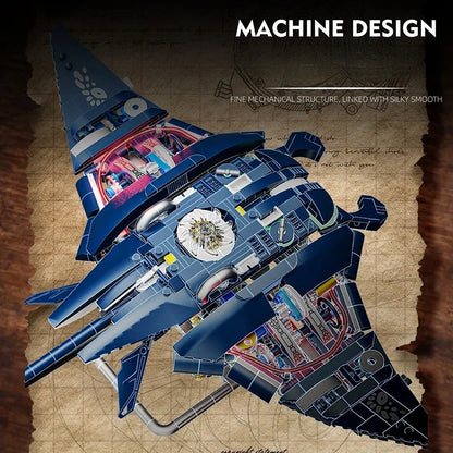 Advanced mechanical building block devil fish model with LED lights and moving parts