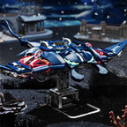 Advanced mechanical building block devil fish model with LED lights and moving parts