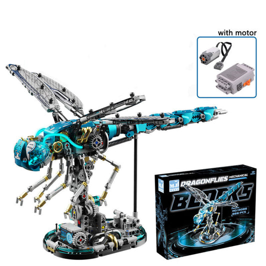 Premium mechanical dragonfly building blocks set with LED lights and Technic-style joints for AFOL collectors and advanced builders