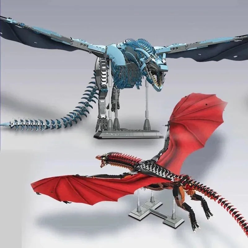 DIY Puuzzle Giant Dragon Master Builder Set - 1889 piece premium building blocks with articulated wings and poseable joints for ages 12+