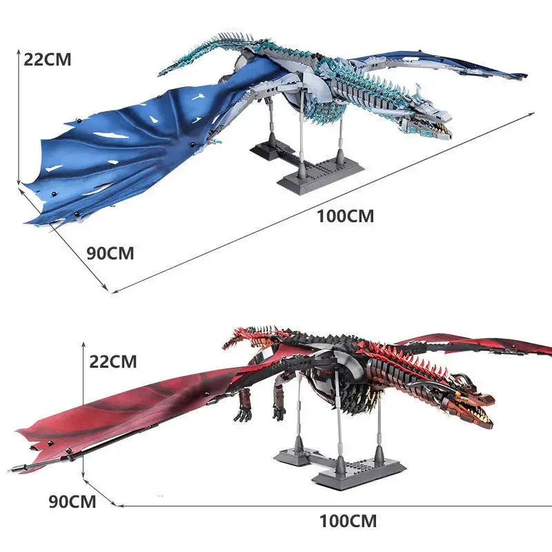 DIY Puuzzle Giant Dragon Master Builder Set - 1889 piece premium building blocks with articulated wings and poseable joints for ages 12+