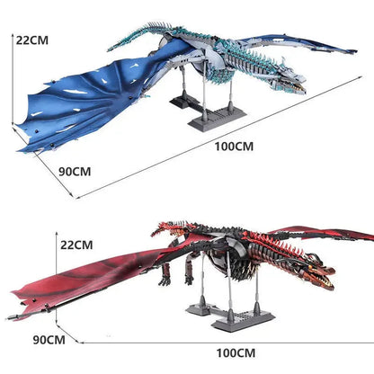 DIY Puuzzle Giant Dragon Master Builder Set - 1889 piece premium building blocks with articulated wings and poseable joints for ages 12+