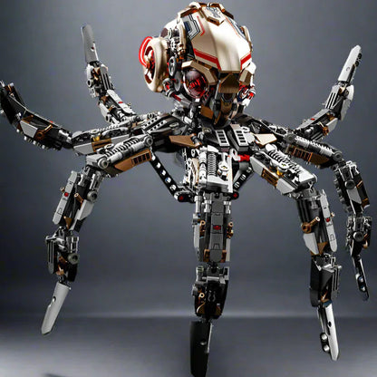 DIY Puuzzle mechanical octopus building set with LED lights and articulated tentacles - premium STEM construction toy for ages 12 and up