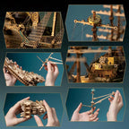 DIY Puuzzle™ | Secrets of the Aether 3D Steampunk Pirate Ship Wooden Assembly Kit - DIY Puuzzle