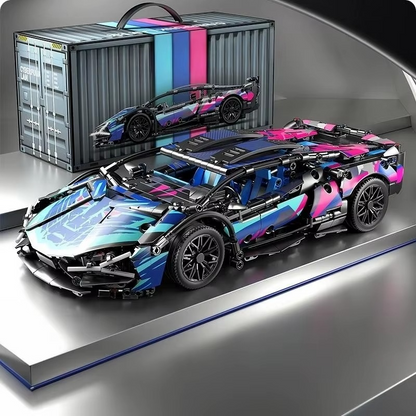 Premium building blocks racing car model with technical components and remote control functionality