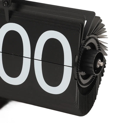 Vintage retro flip clock with wooden base and large number display for home office decoration and modern timekeeping