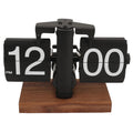 Vintage retro flip clock with wooden base and large number display for home office decoration and modern timekeeping