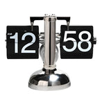 Vintage retro flip clock with wooden base and large number display for home office decoration and modern timekeeping